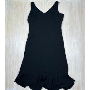 Evan Picone Black V-Neck Sleeveless Ruffle Date Night Cocktail Party Dress 16